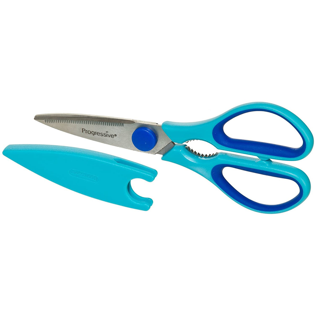 Tijeras de cocina con protector de cuchilla azul