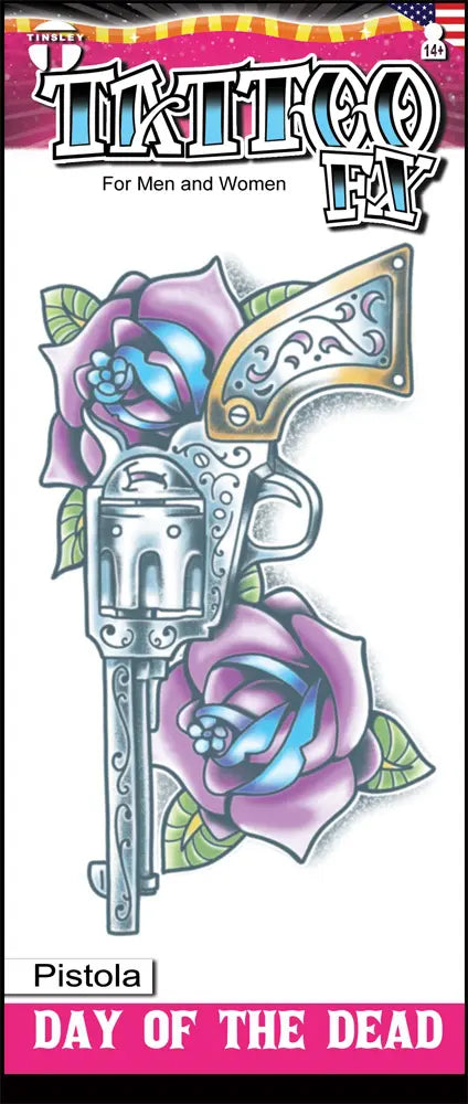 Tatuaje del día de muertos pistola