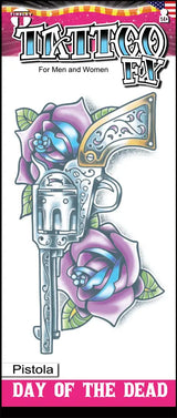 Tatuaje del día de muertos pistola