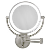 LED 1X/10X Wall Mount Mirror in Satin Nickel