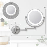 Espejo de pared LED 1X/10X en níquel pulido
