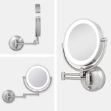 Espejo de pared LED 1X/10X en níquel pulido
