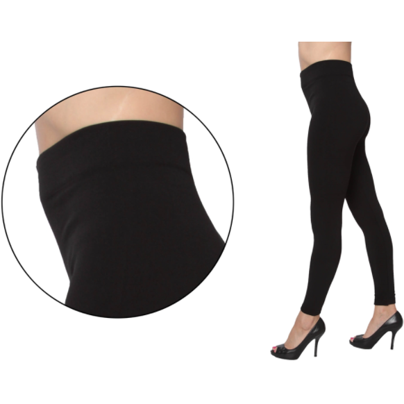 Leggings gruesos sin costuras con forro cepillado con opción de talla en color negro