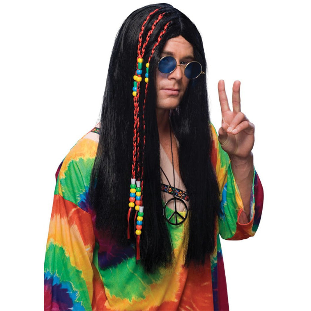 LONG HIPPIE BLACK WIG