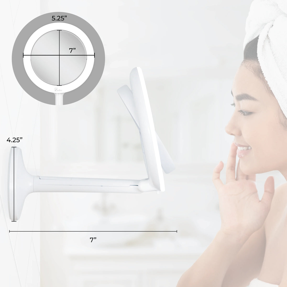 Espejo de Maquillaje Ajustable con Luz LED Brillante 8X/1X