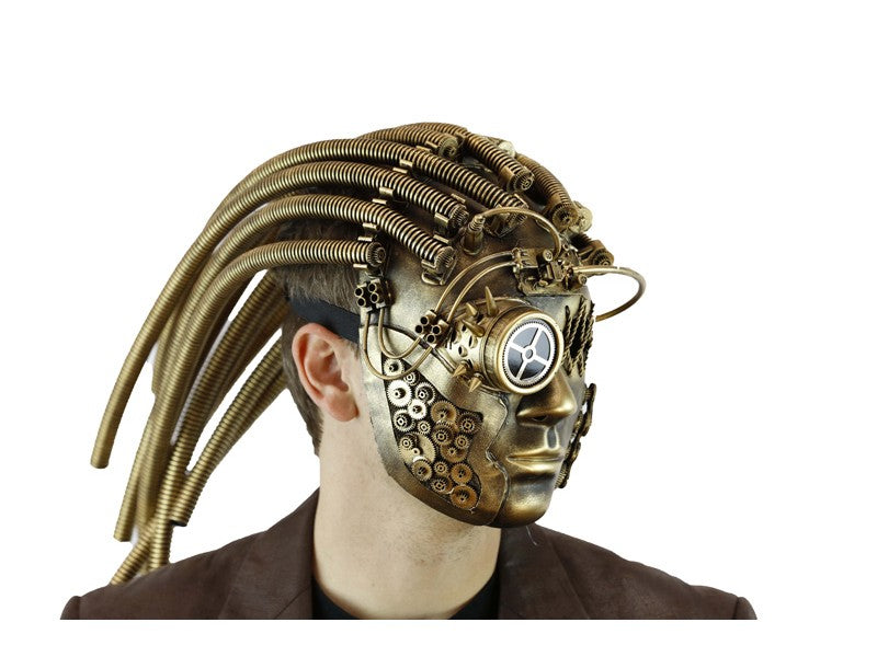 máscara steampunk dorada
