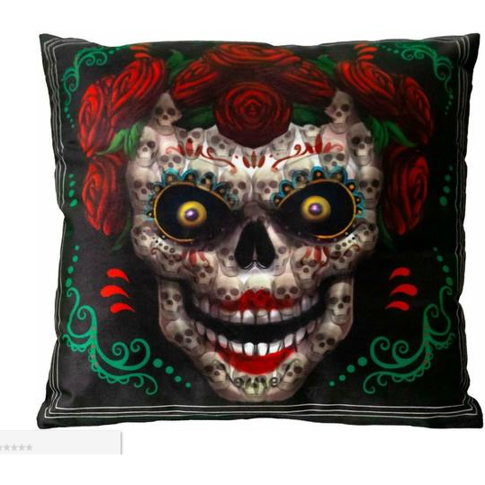 ALMOHADA CON LUZ DE CALAVERA DÍA DE MUERTOS