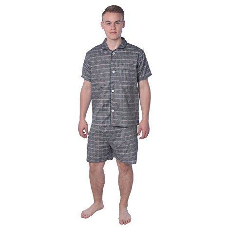 Pijama de hombre manga corta y pantalón corto gris/rojo