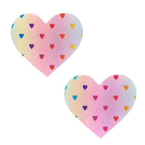 Multicolor Holographic Rainbow Sheep Pastel Glitter I Heart U Nipple Cover Pasties