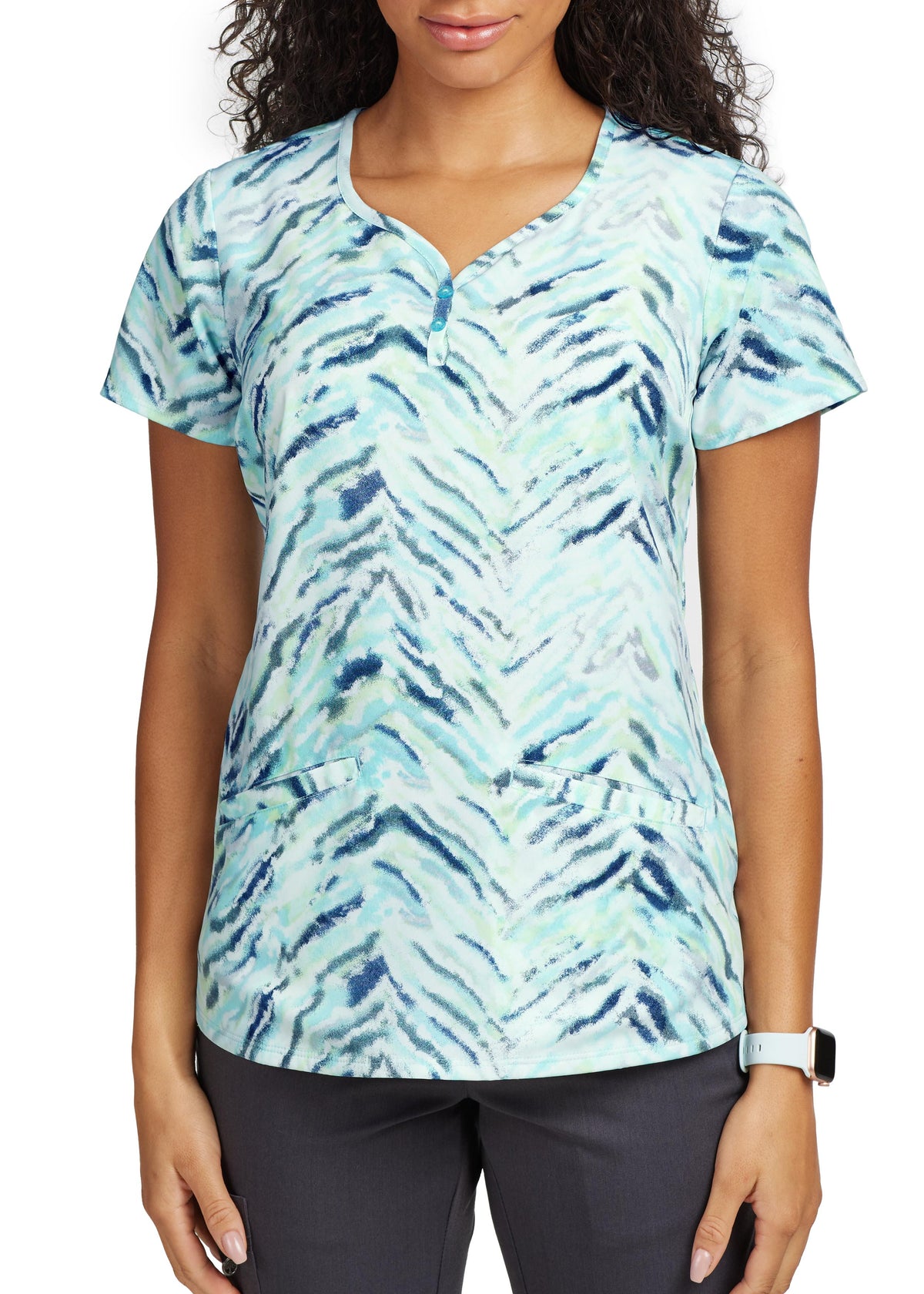 Two-Button Jewel Neck Top Nature´s Art