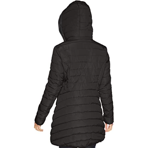Abrigo largo acolchado para mujer - Negro