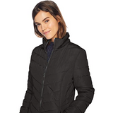 Abrigo largo acolchado para mujer - Negro