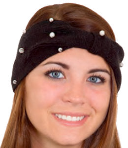 Knit Headband W/ Pearls
