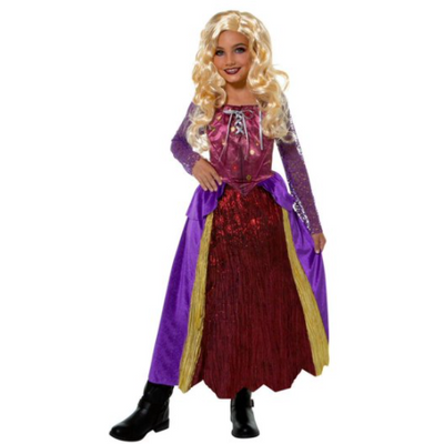 Disfraz de niña traviesa de bruja inspirado en Hocus Pocus