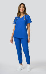 UNIFORME STRECH AZUL REY - AZUL ELÉCTRICO MODELO JOGGER (AJUSTE ENTALLADO)
