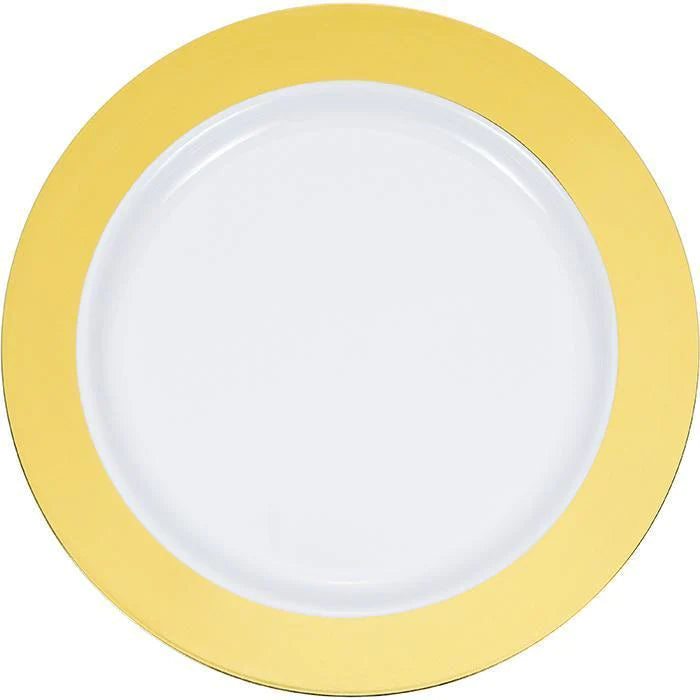 Plato Blanco de 26 cm con Estampado Dorado Sólido