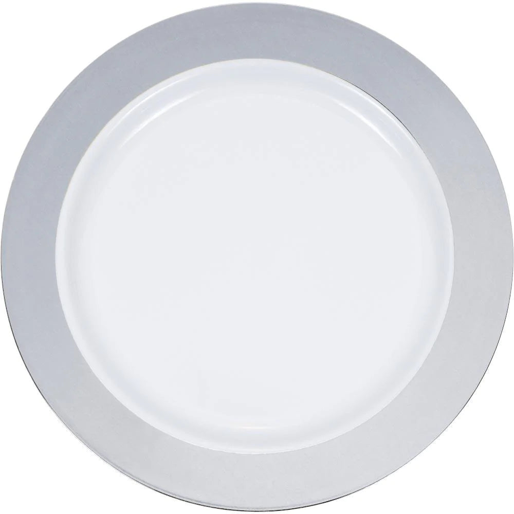 Plato blanco de 7.5" con estampado plateado sólido en caliente