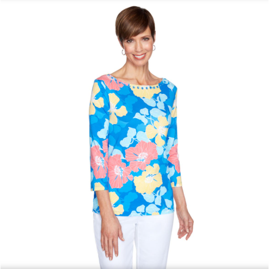 BLUSA CON DECORACIONES DE FLORES RUBY RD