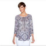 BLOUSE BLACK MULTICOLOR WITH RUBY RD DECORATIONS
