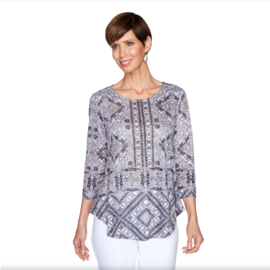 BLOUSE BLACK MULTICOLOR WITH RUBY RD DECORATIONS