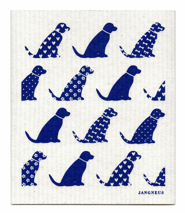 PAÑO DE COCINA SUECO - PERROS - AZUL