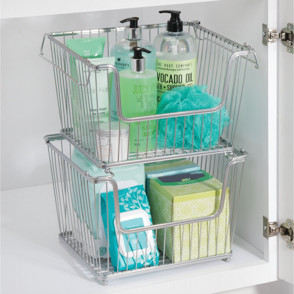 Cesto grande de baño apilable de 12.5" x 10.75" x 8.75"