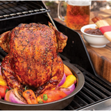 Pollo asado con lata de cerveza