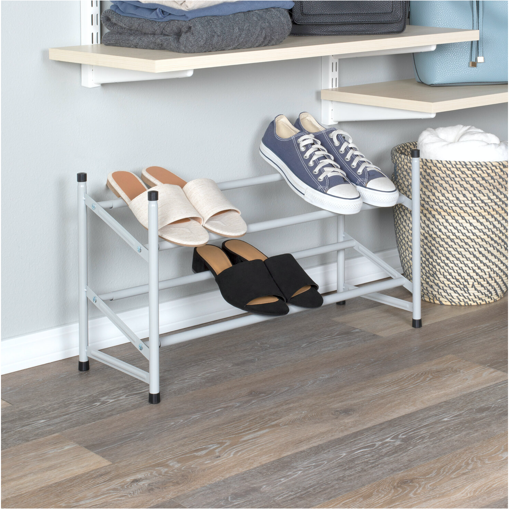 Stacking and expanding shoe rack matte grey