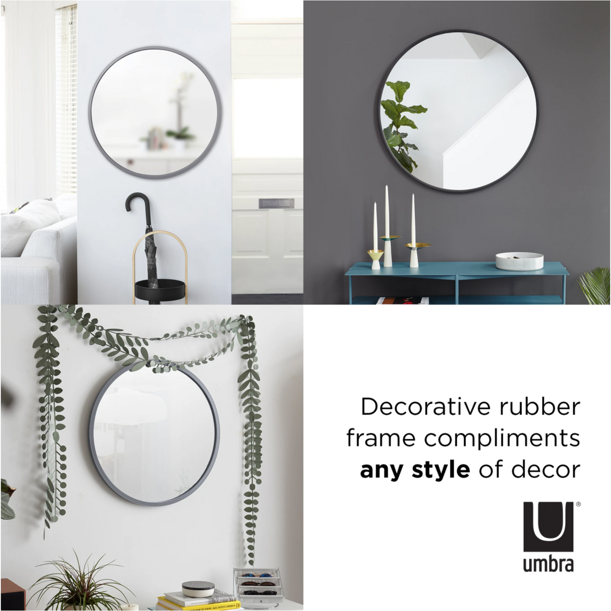 Espejo de pared Hub 37" Gris