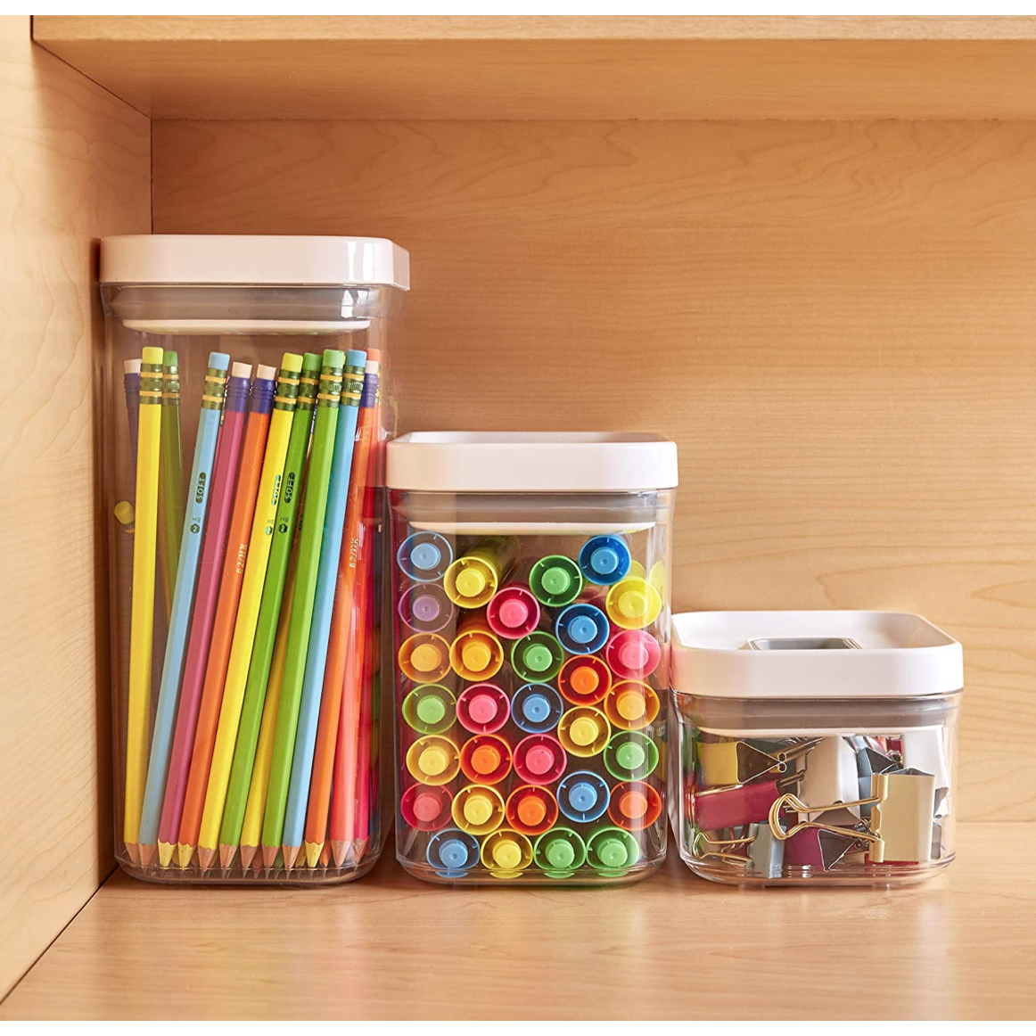 Juego de 3 recipientes rectangulares transparentes para almacenamiento