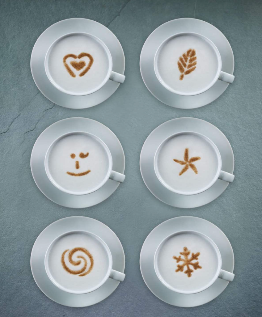 Plantillas AEROLATTE PARA ARTE EN CAPUCHINO Set de 6