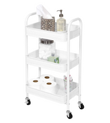 3 Tier Mesh & Metal Cart White