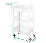 3 Tier Mesh & Metal Cart White