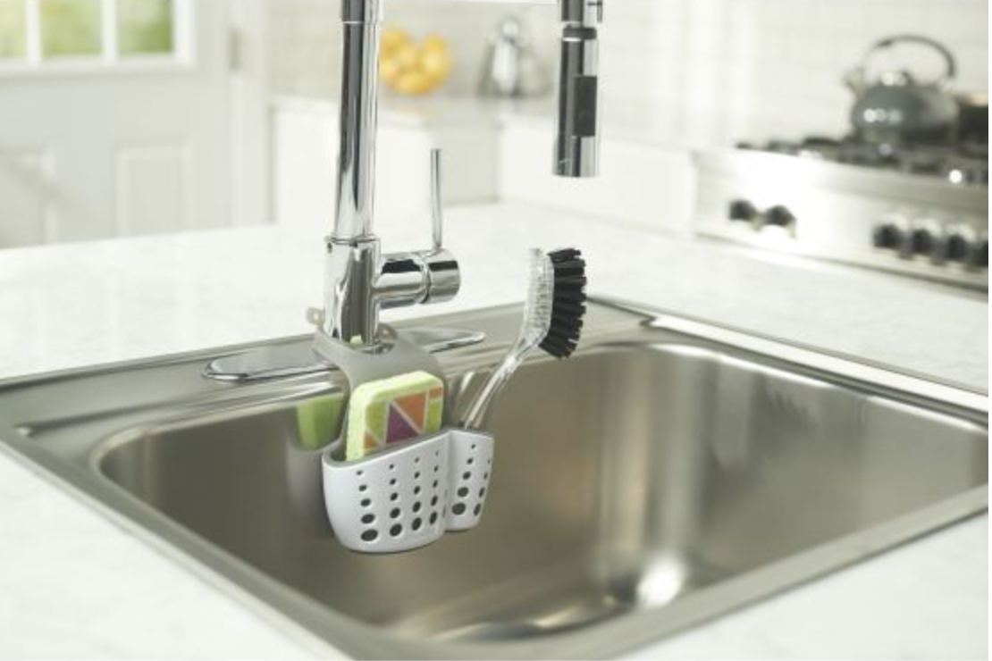 Soporte para esponja y cepillo de fregar para grifo de fregadero - Organizador de utensilios de lavado de platos