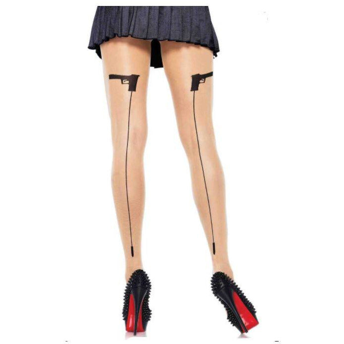 Pantimedias de elastano transparente tejido con costura trasera y bala de disparo