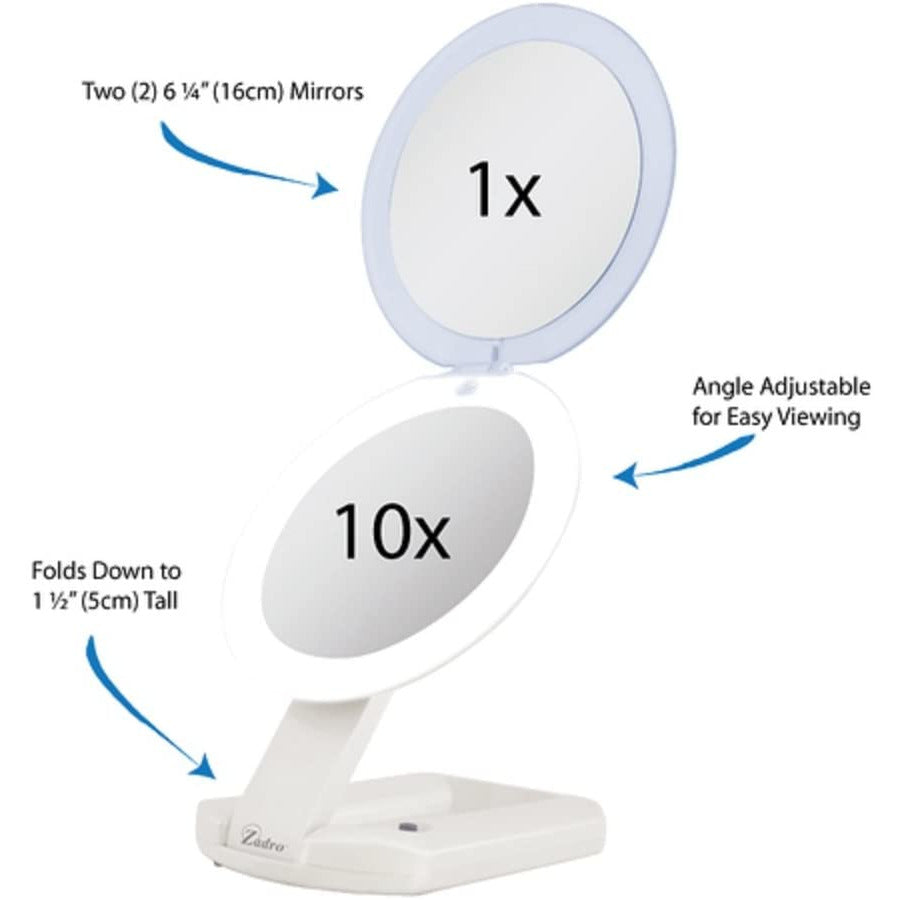 Espejo de maquillaje definitivo con luz LED 1x/10x