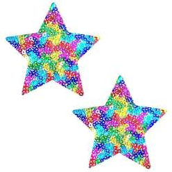 Cubrepezones de lentejuelas con forma de estrella y brillos multicolor