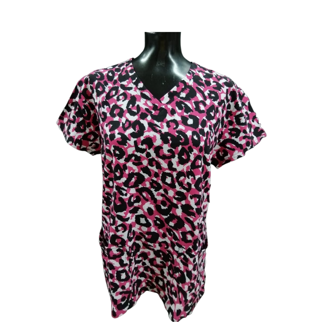 Camisa Estampada Leopardo Rosa/Negro