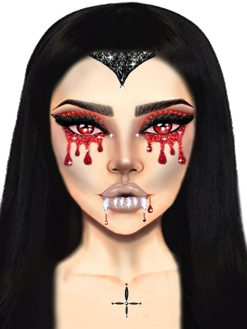 Pegatinas joya facial adhesivas de vampiro