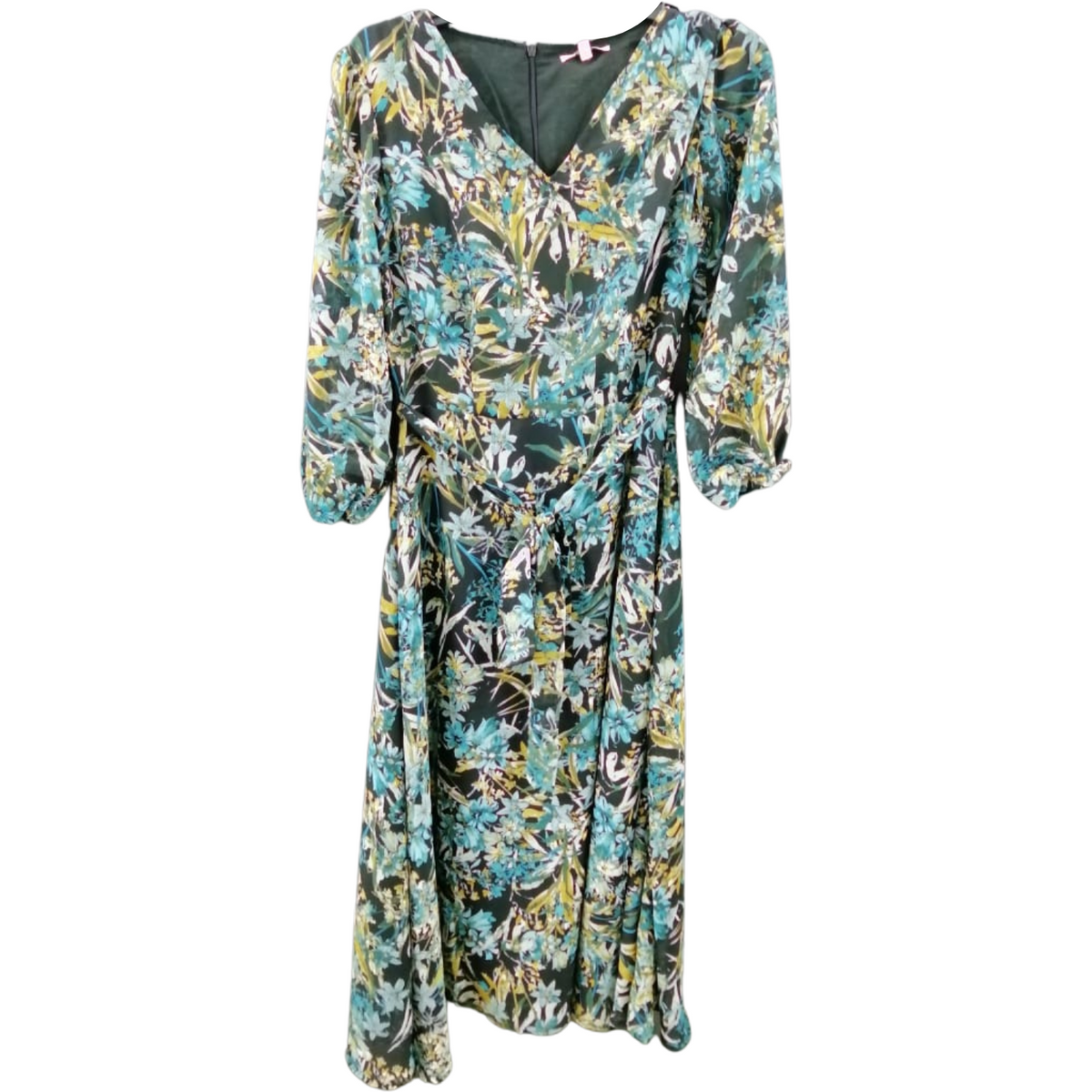 Vestido Forrado Floral Salvia