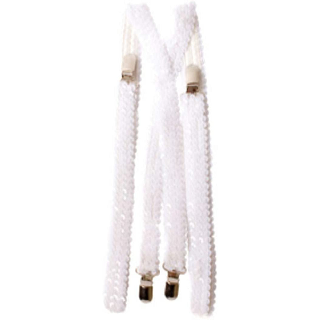 WHITE SEQUINED SUSPENDERS