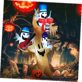 Árbol inflable de Halloween de 2.4 m para exteriores con fantasmas y calabaza