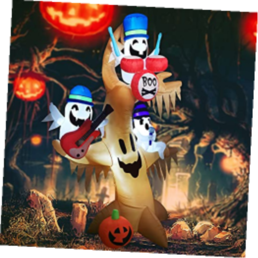 Árbol inflable de Halloween de 2.4 m para exteriores con fantasmas y calabaza