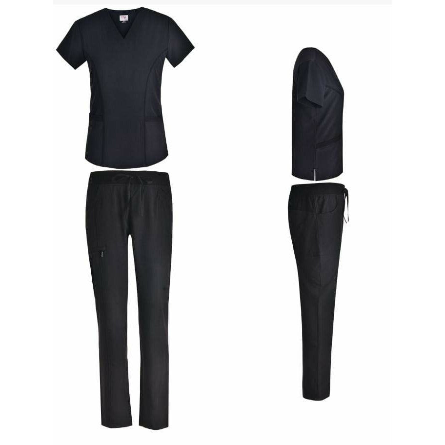 Uniforme negro con cuello en V y dos bolsillos 1119