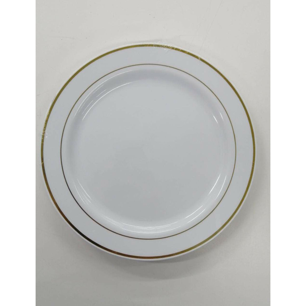 PLATO BLANCO DE 26 CM CON ESTAMPADO DORADO - 8 UNIDADES