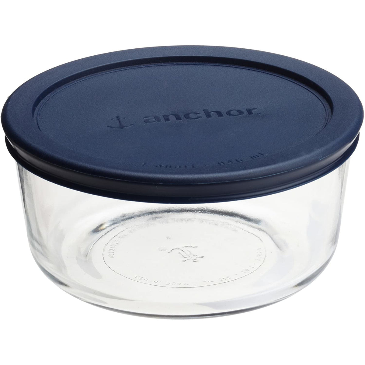 Recipiente clásico de vidrio con tapa para guardar alimentos, azul, 4 tazas