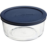 Recipiente clásico de vidrio con tapa para guardar alimentos, azul, 4 tazas