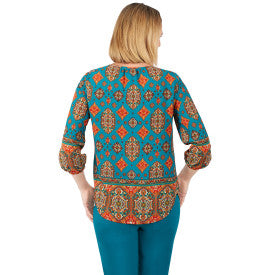 Blusa Verde Azulado Multicolor - Ruby Rd.