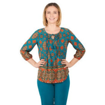 Blusa Verde Azulado Multicolor - Ruby Rd.