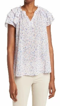Blusa Blanca con Estampado de Orquídeas - Nanette Lepore